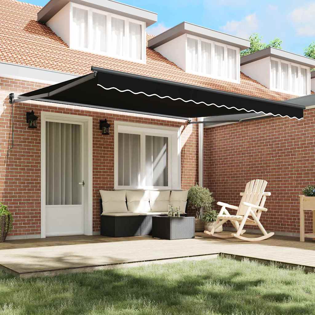 Toldo Retrátil Preto 400 × 300 cm Poliéster