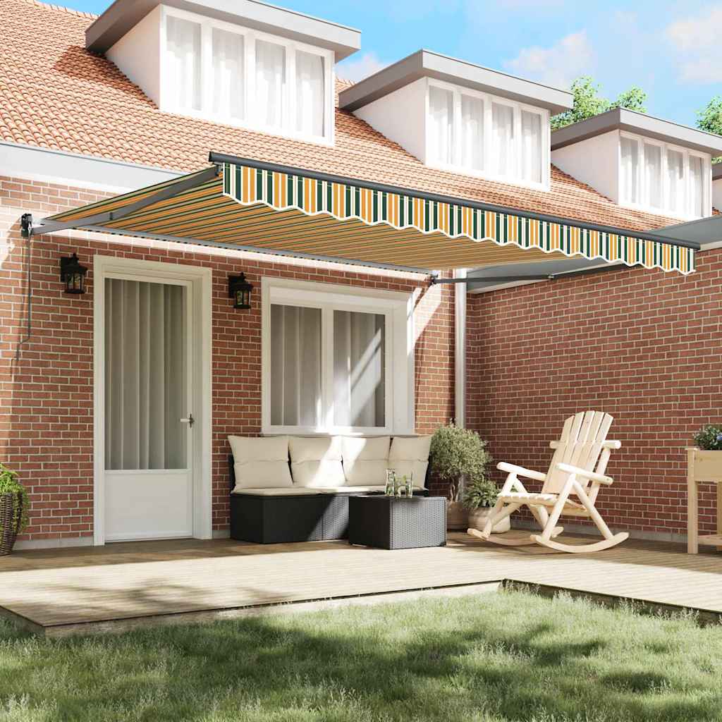 Toldo Retrátil Verde e amarelo 400 × 300 cm Poliéster