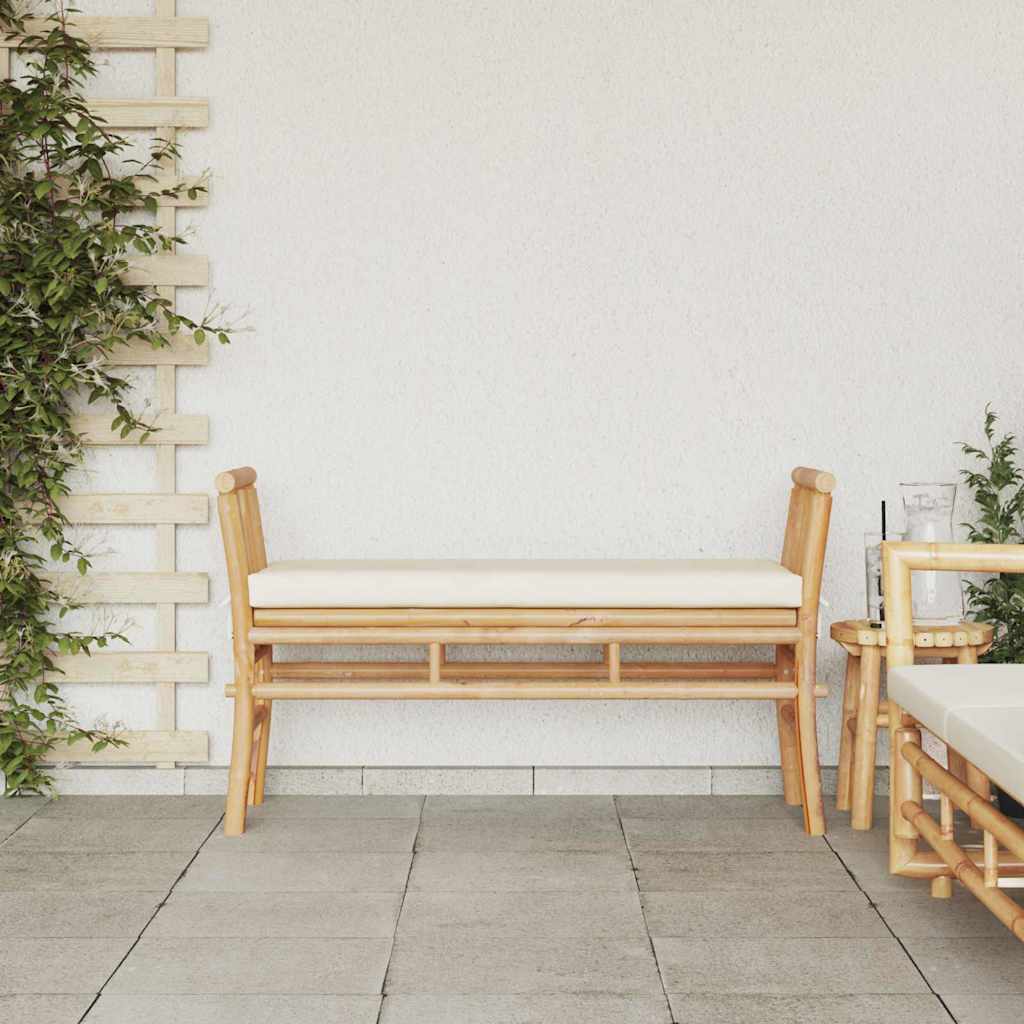 Banco de jardim com almofada Castanho 110 x 38 x 65cm Bambu