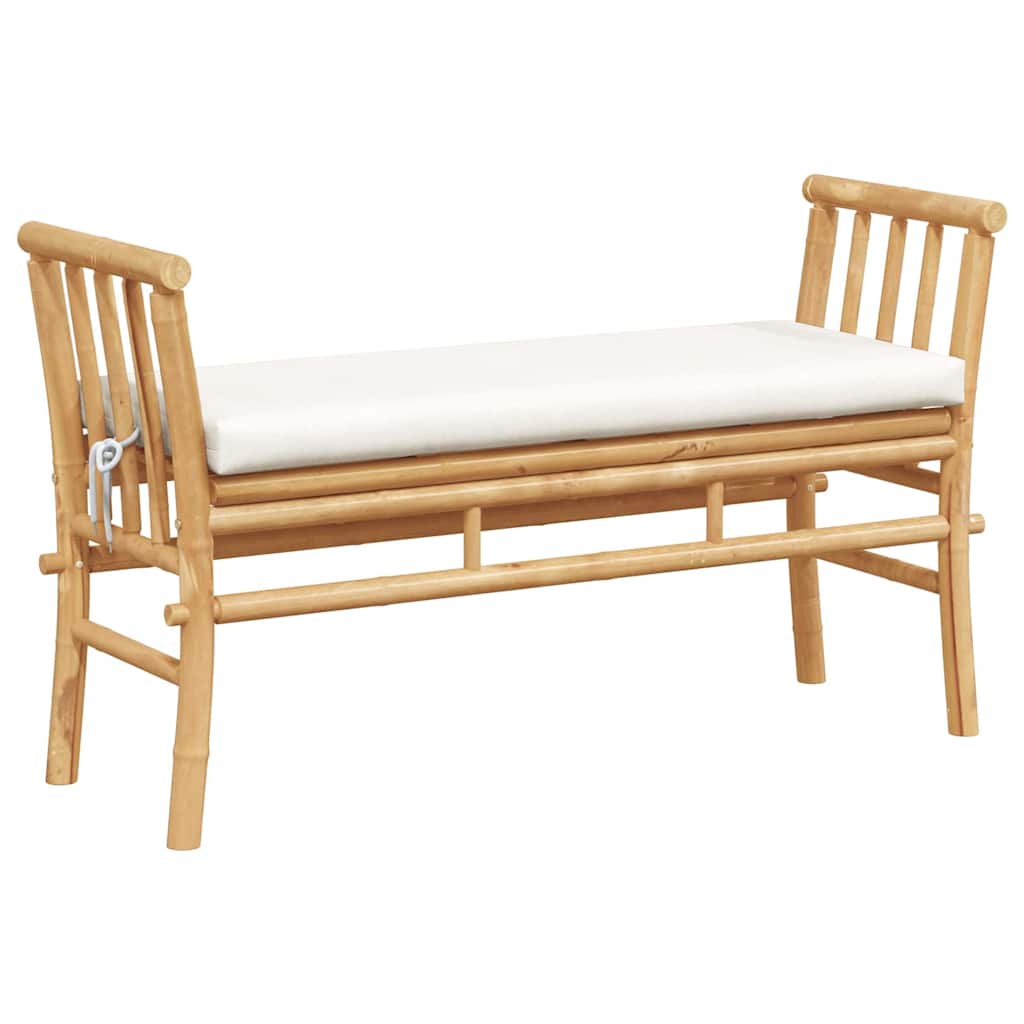 Banco de jardim com almofada Castanho 110 x 38 x 65cm Bambu
