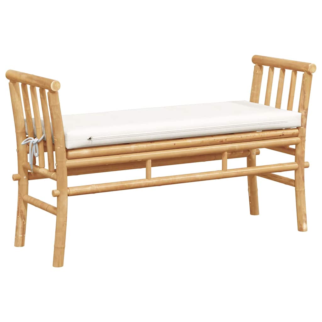 Banco de jardim com almofada Castanho 110 x 38 x 65cm Bambu