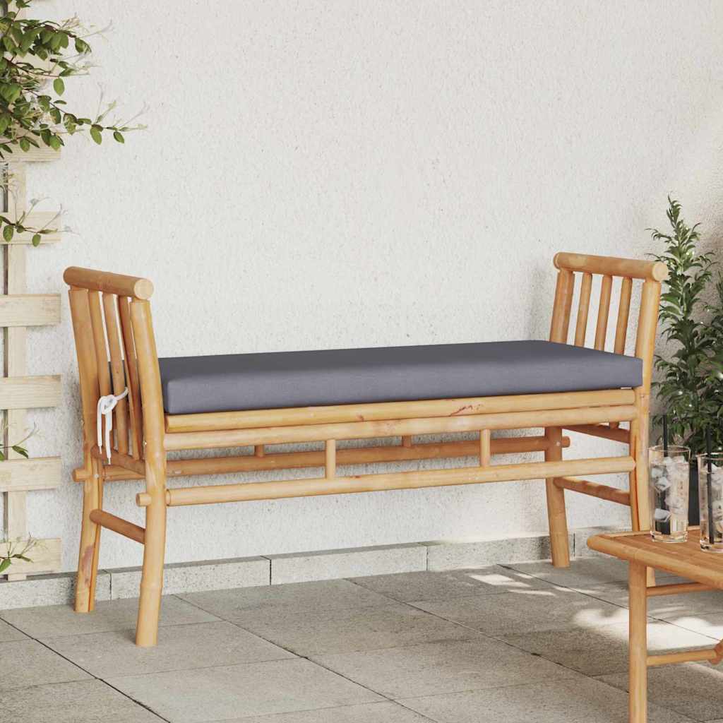Banco de jardim com almofada Castanho 110 x 38 x 65cm Bambu