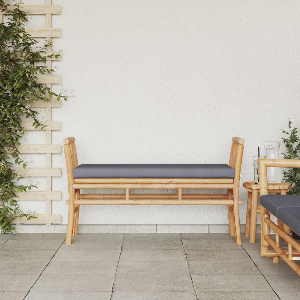 Banco de jardim com almofada Castanho 110 x 38 x 65cm Bambu