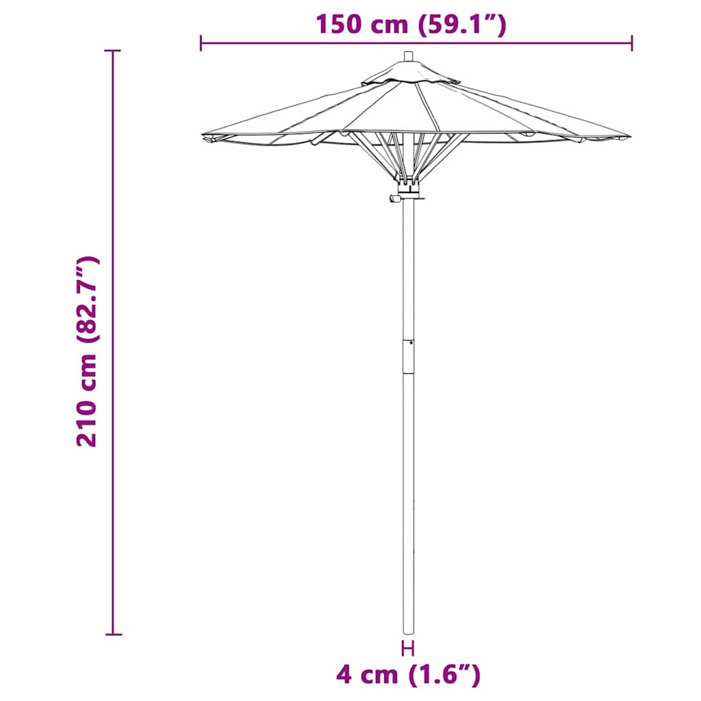 Guarda-sol de Jardim Branco creme 150 x 150 x 210 cm Bambu