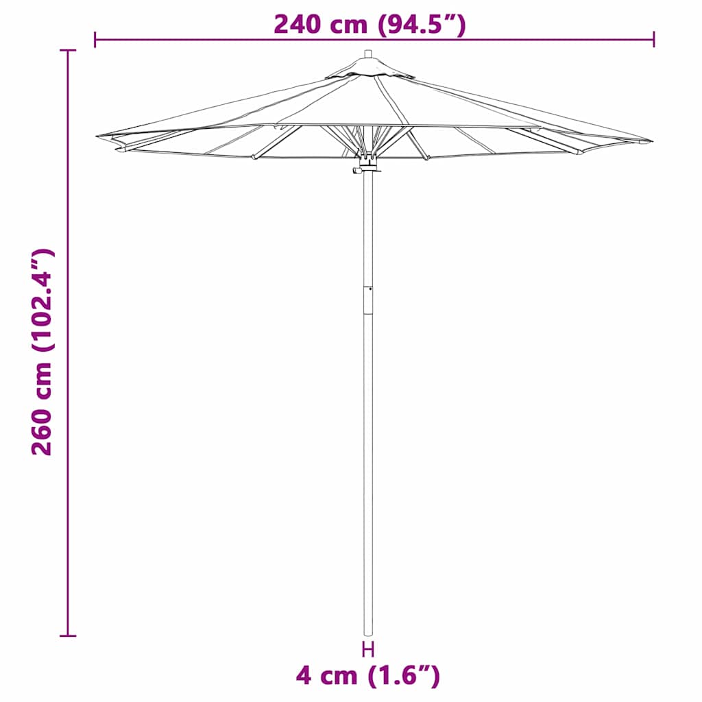 Guarda-sol de Jardim Branco creme 240 x 240 x 260 cm Bambu