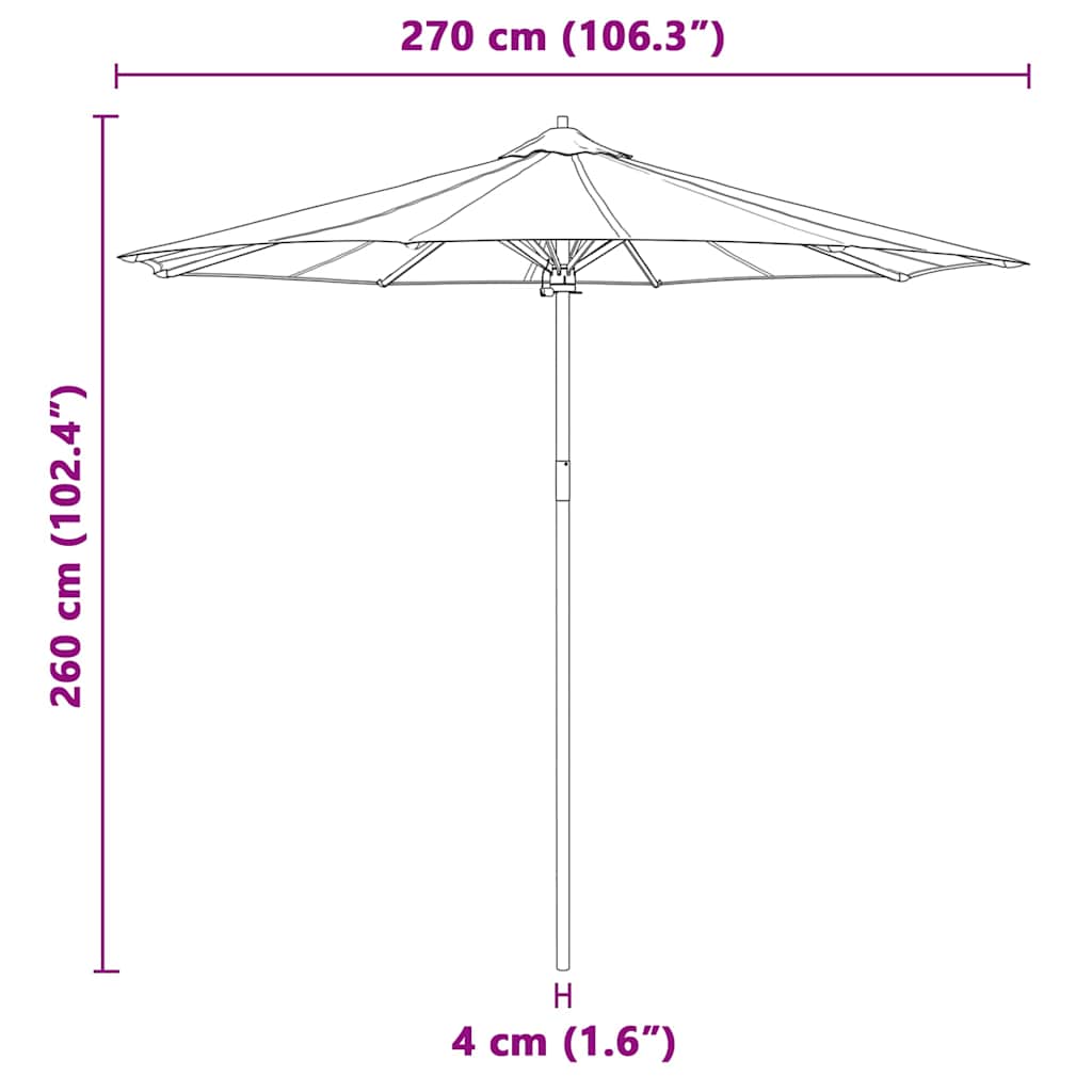 Guarda-sol de Jardim Branco creme 270 x 270 x 260 cm Bambu