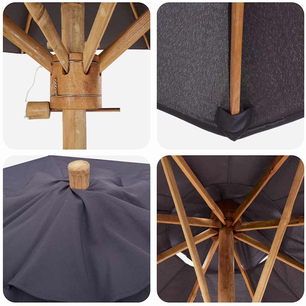 Guarda-sol de Jardim Cinzento escuro 180 x 180 x 230 cm Bambu