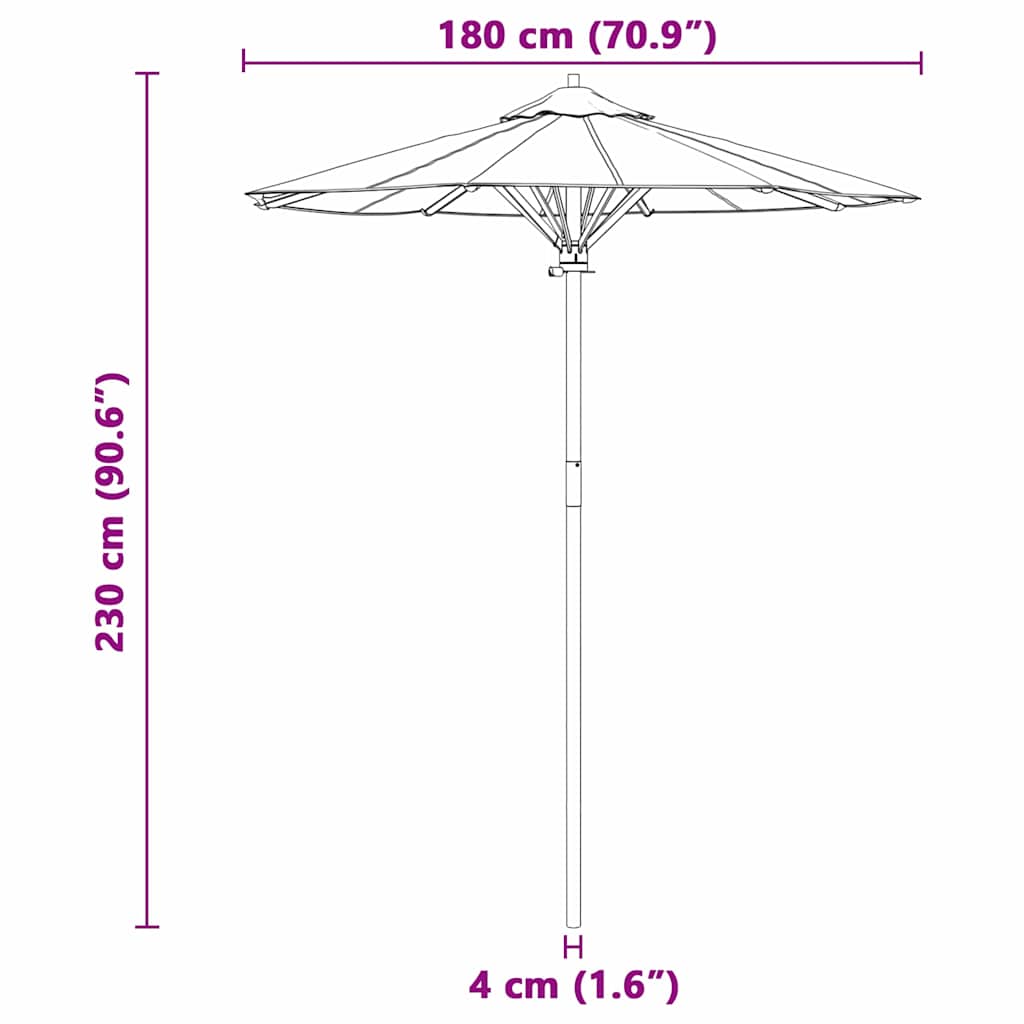 Guarda-sol de Jardim Cinzento escuro 180 x 180 x 230 cm Bambu