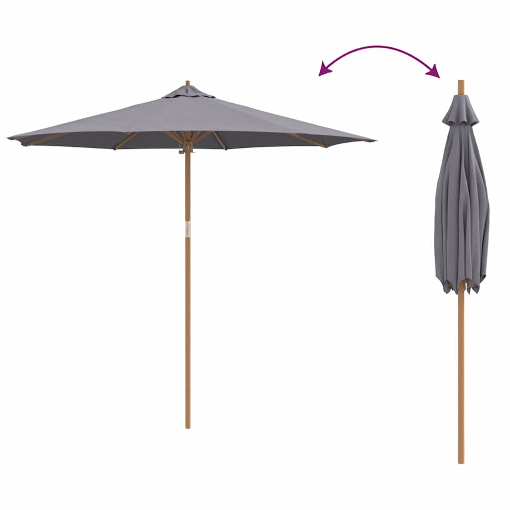 Guarda-sol de Jardim Cinzento escuro 270 x 270 x 260 cm Bambu