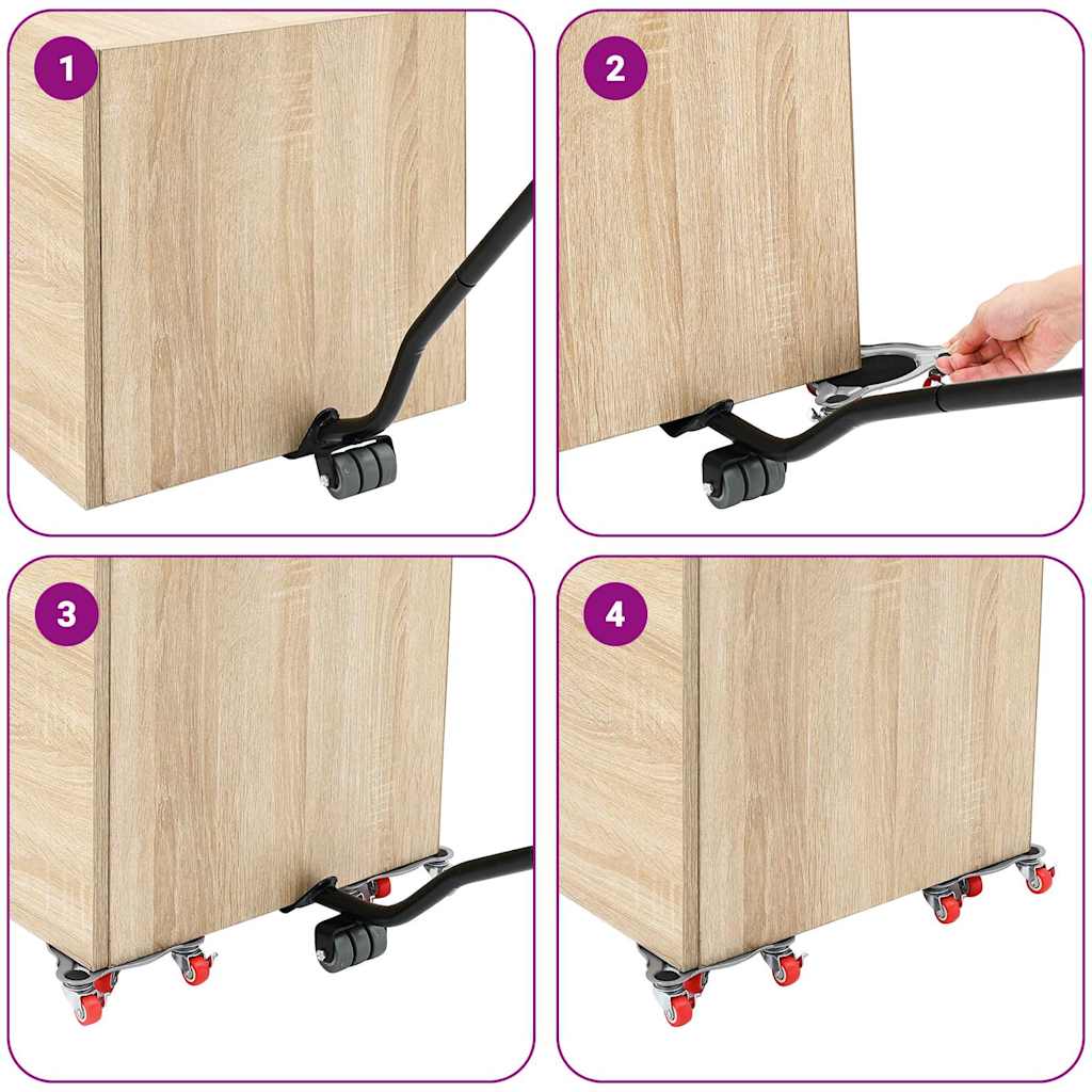 Rolos para móveis 4 peças com elevador 14,5x13,5x4 cm Aço 400 kg