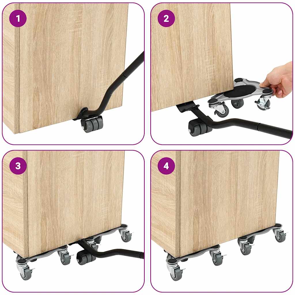 Rolos para móveis 4 peças com elevador 19x17,5x6 cm Aço 1000 kg