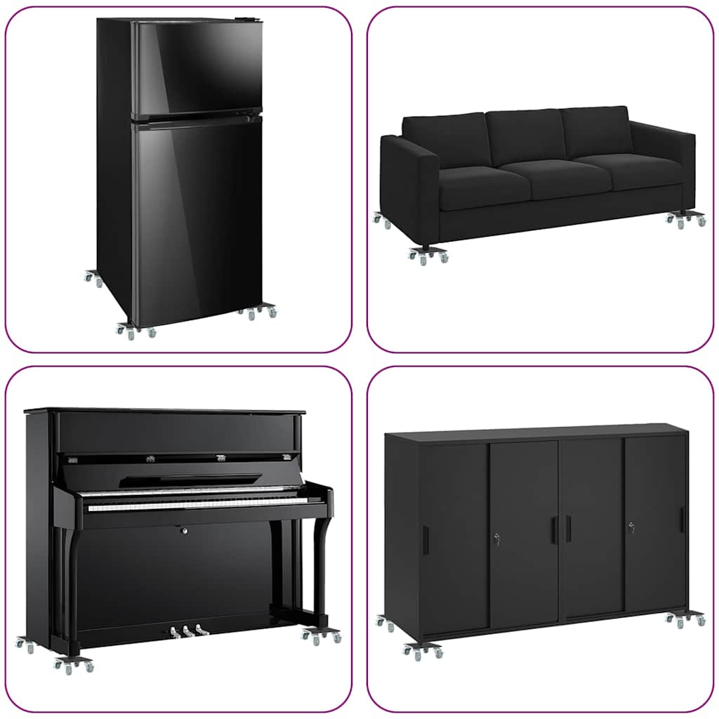 Rodízios para móveis 4 peças com elevador 13,5x13,5x6 cm Aço 1300 kg