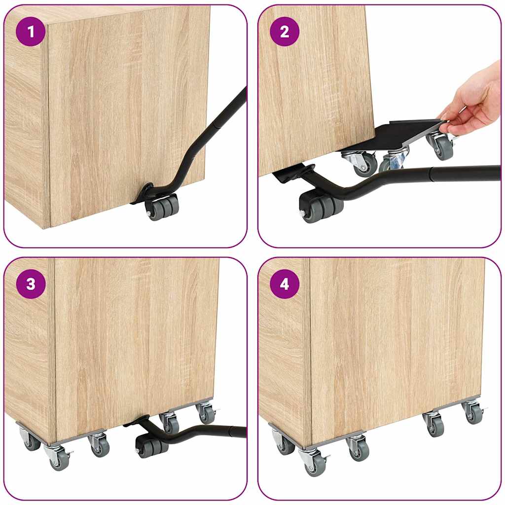 Rodízios para móveis 4 peças com elevador 13,5x13,5x6 cm Aço 1300 kg