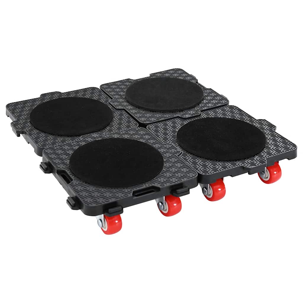 Rolos para móveis 4 peças com elevador preto 13,5x13,5x4,2 cm 300 kg