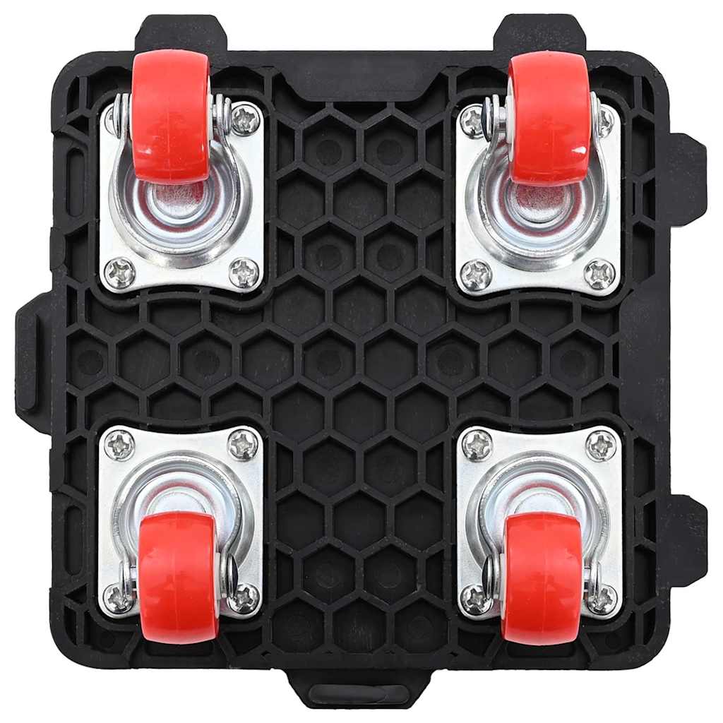 Rolos para móveis 4 peças com elevador preto 13,5x13,5x4,2 cm 300 kg