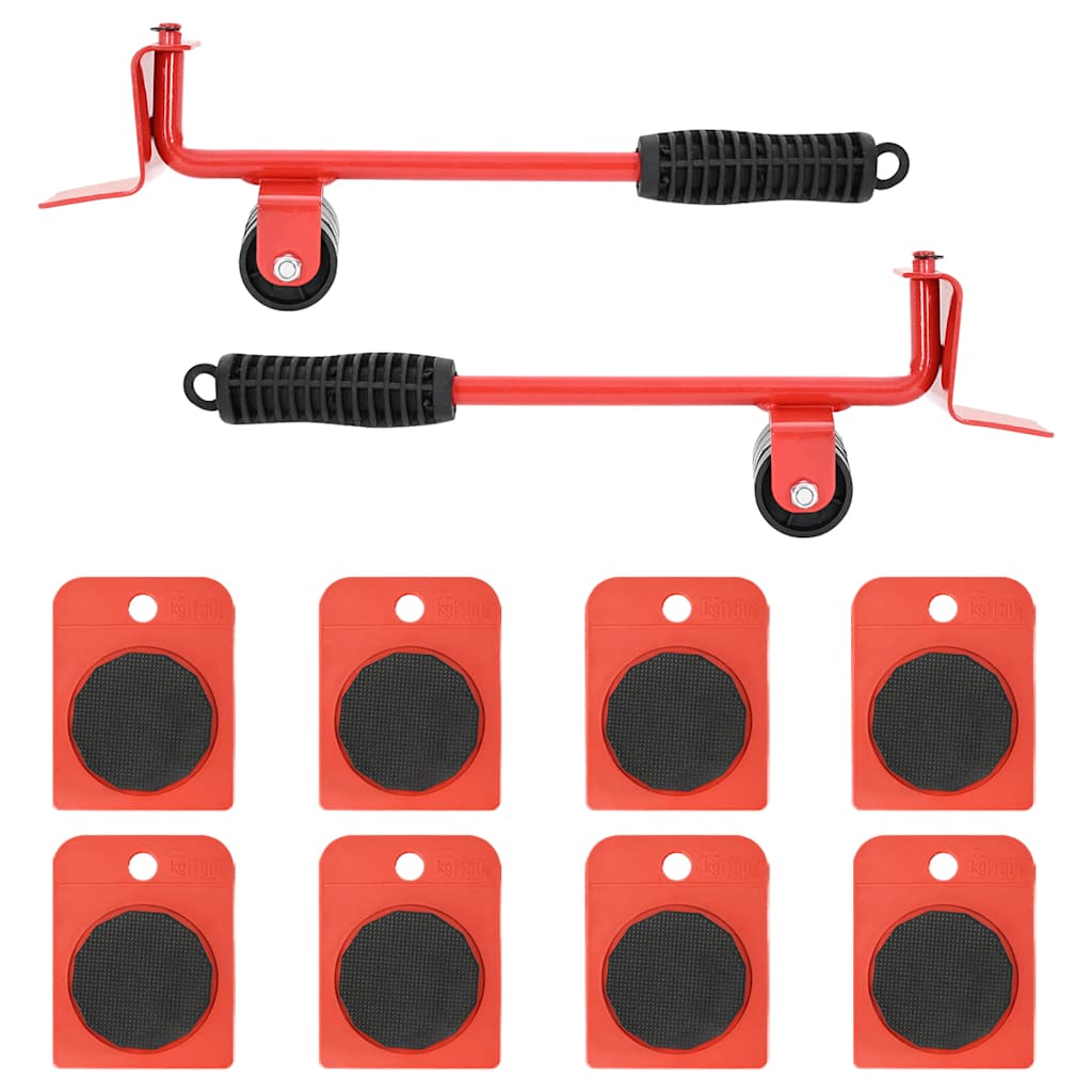 Rodízios para móveis 8 peças com elevadores vermelho 9,8x7,5x3 cm 150 kg