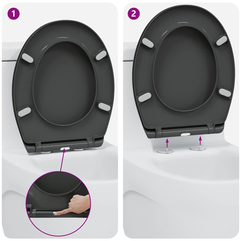 Assento de Toilette de Liberação Rápida Antracite