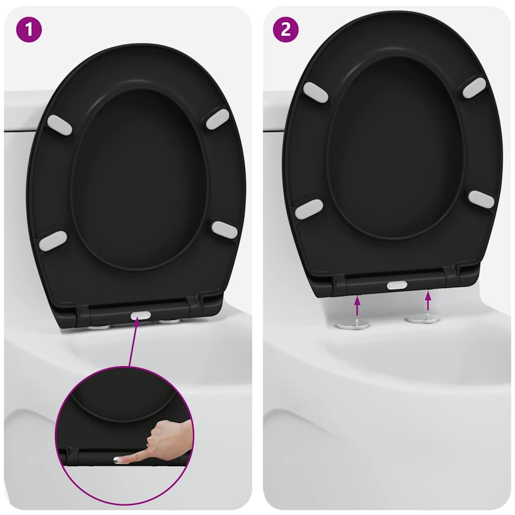 Assento de Toilette de Liberação Rápida Preto