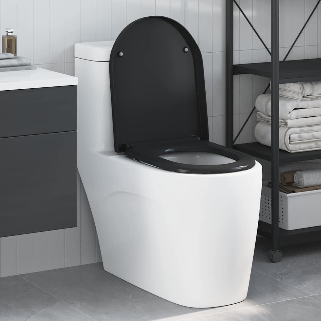 Assento de Toilette de Liberação Rápida Preto