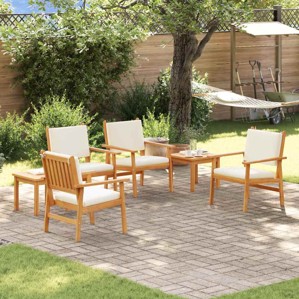 Conjunto de Sofá de Jardim com almofada 6 pcs Castanho