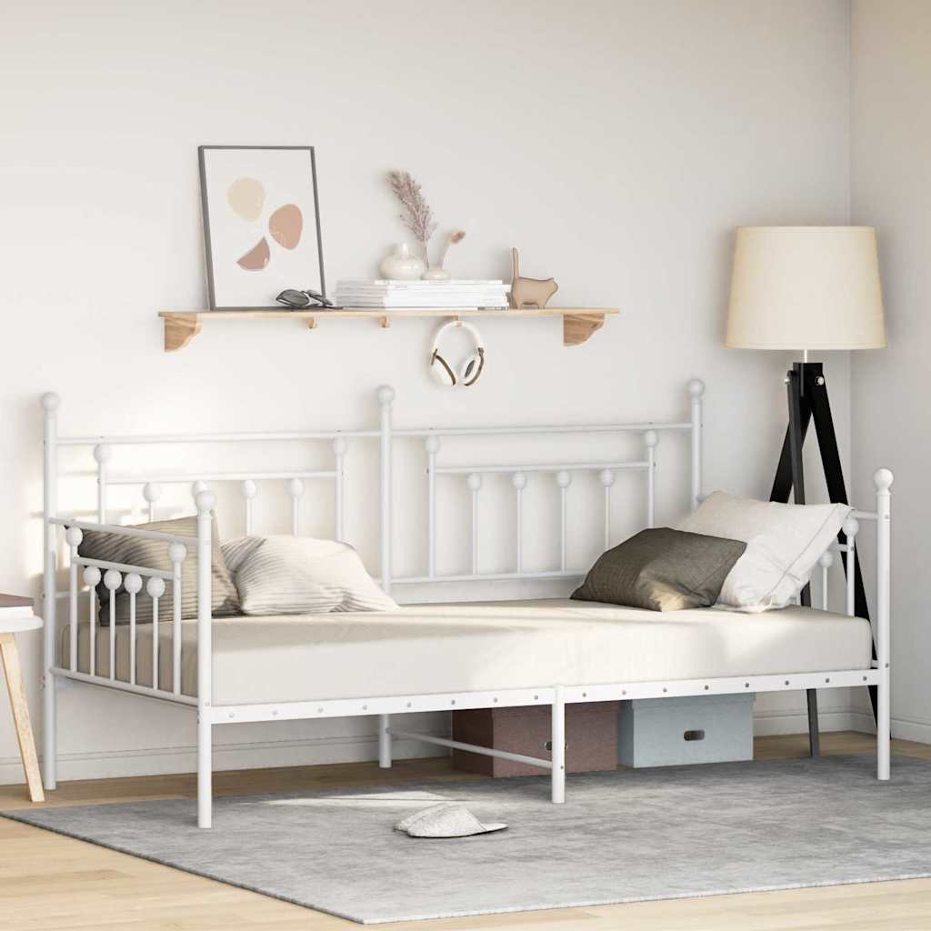 Estrutura de cama de dia com cabeceira Branco 90 x 190 cm Aço