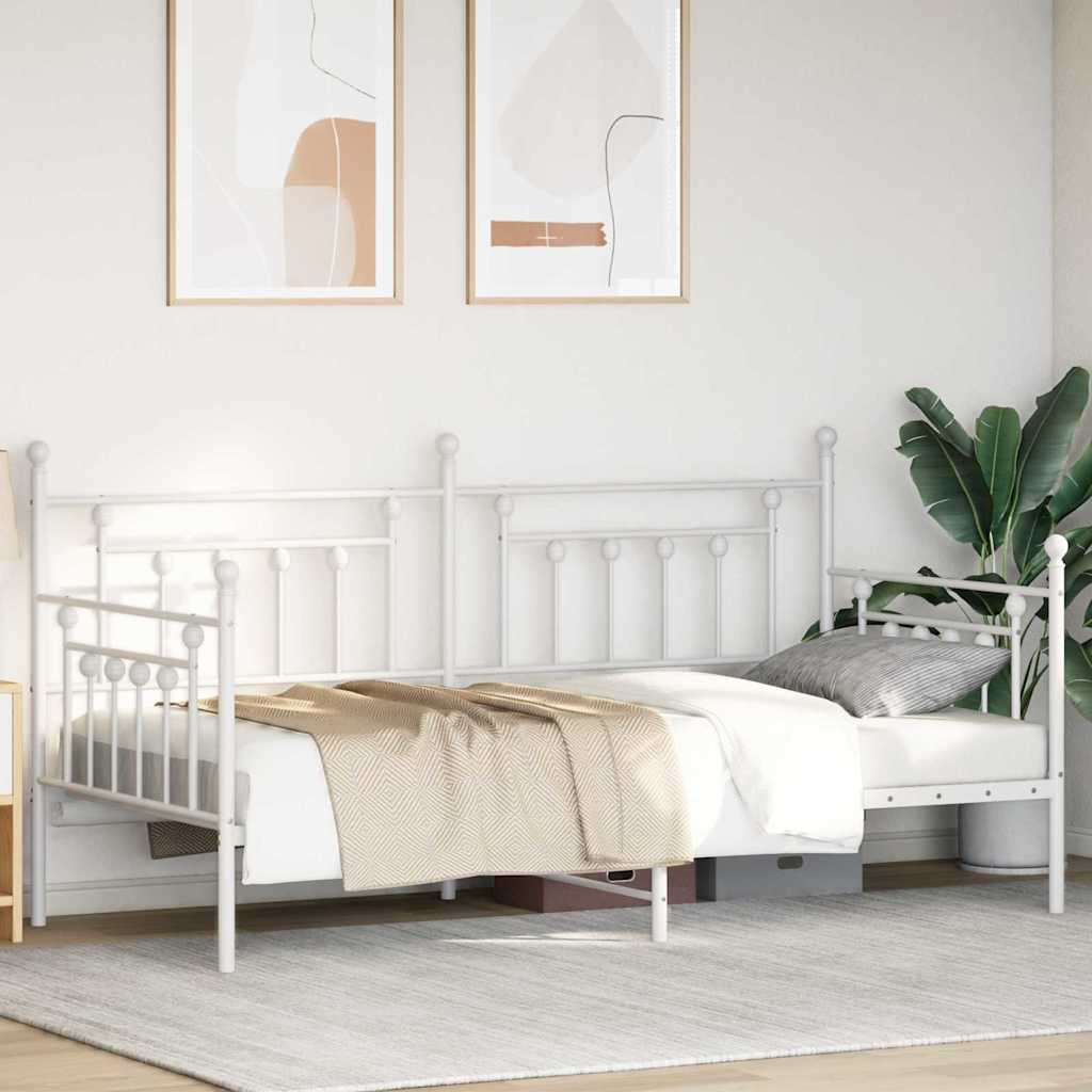 Estrutura de cama de dia com cabeceira Branco 90 x 190 cm Aço