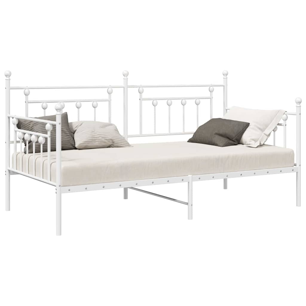 Estrutura de cama de dia com cabeceira Branco 90 x 190 cm Aço