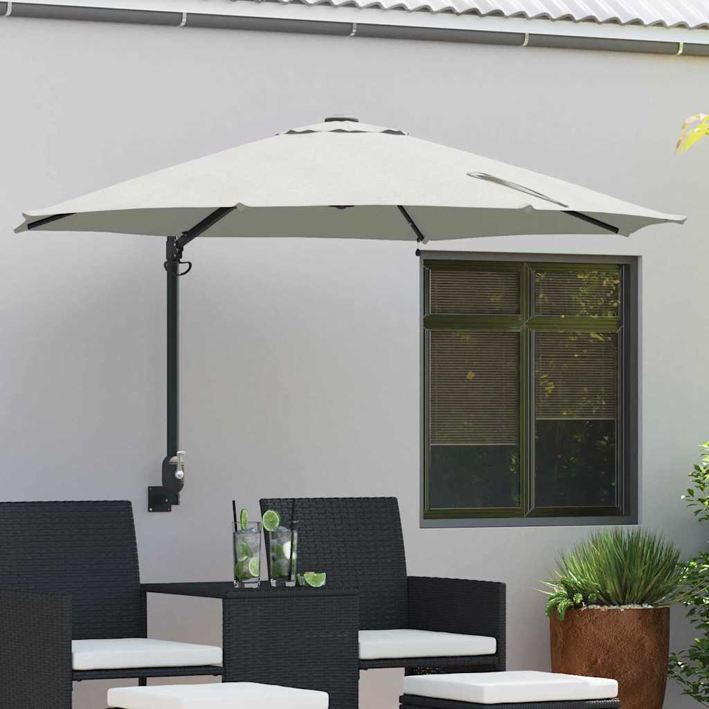 Guarda-sol de Jardim Manual Bege e Preto 248 x 248 x 148 cm