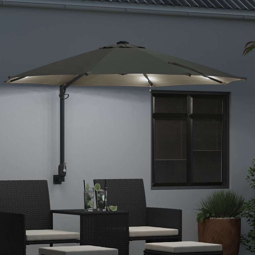 Guarda-sol de Jardim Manual Bege e Preto 248 x 248 x 148 cm