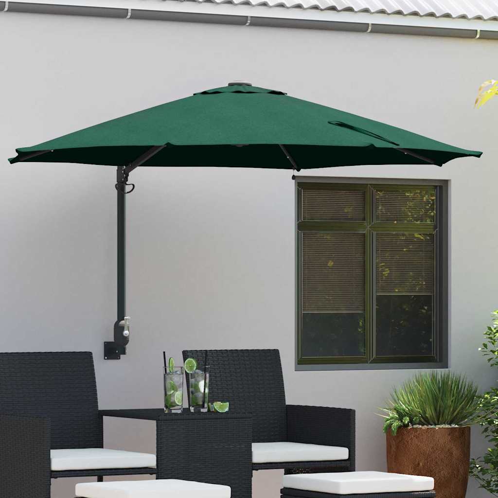 Guarda-sol de Jardim Manual Verde e Preto 248 x 248 x 148 cm