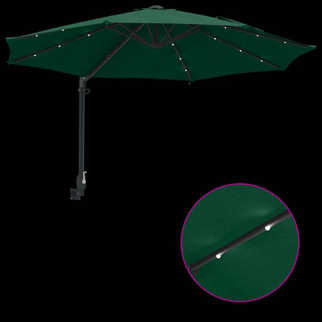 Guarda-sol de Jardim Manual Verde e Preto 248 x 248 x 148 cm