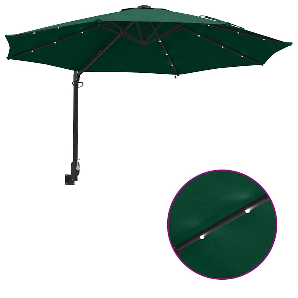 Guarda-sol de Jardim Manual Verde e Preto 248 x 248 x 148 cm