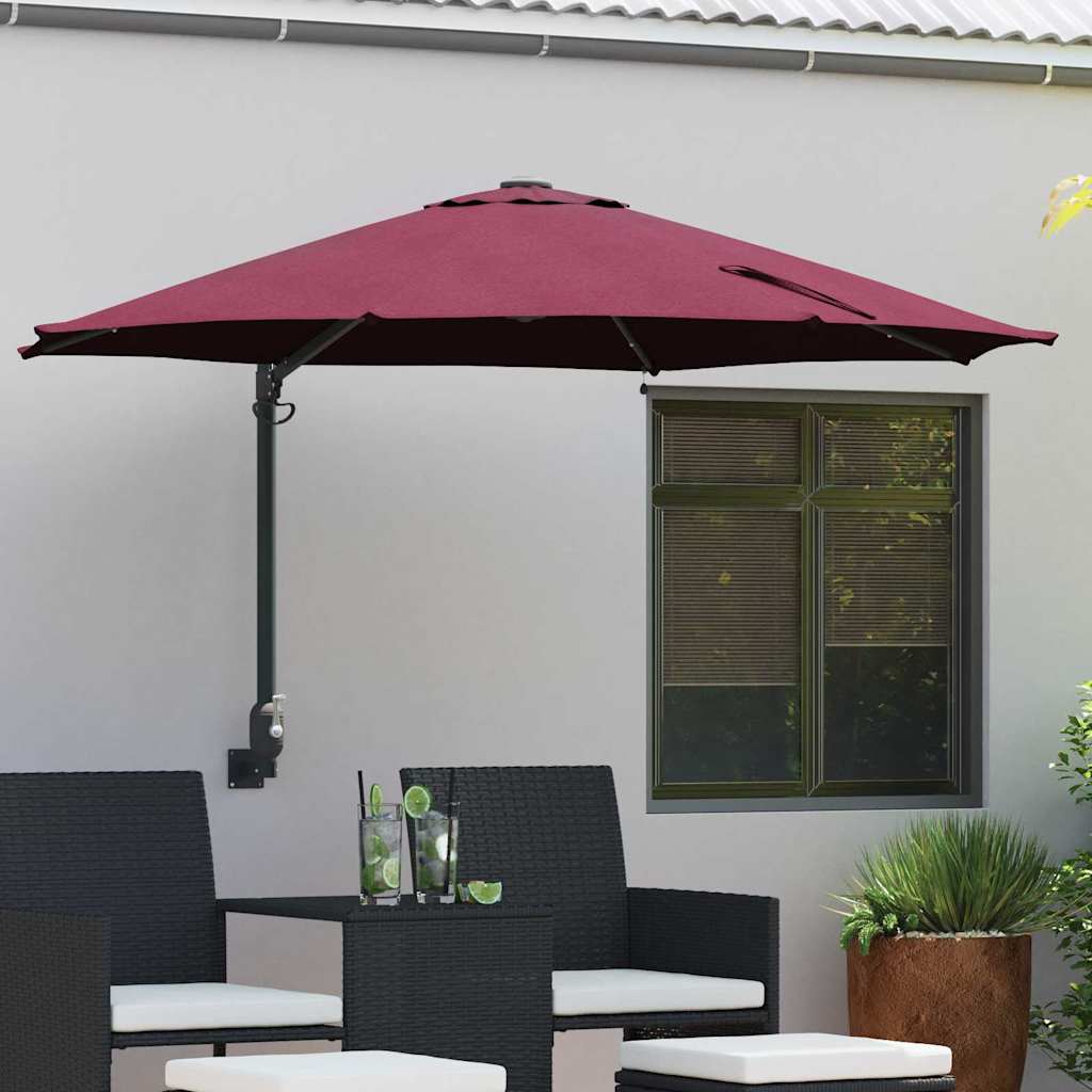 Guarda-sol de Jardim Manual Vermelho e Preto 248 x 248 x 148 cm