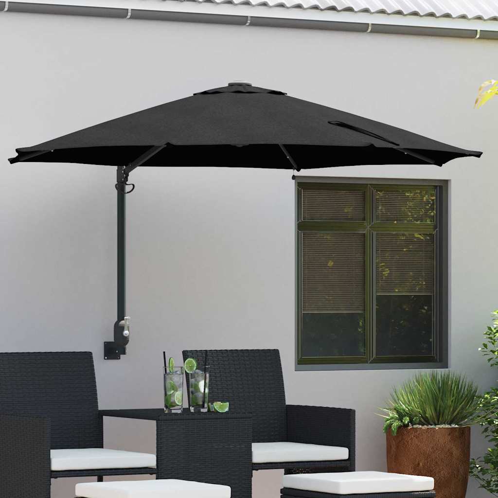 Guarda-sol de Jardim Manual Preto e Preto 248 x 248 x 148 cm