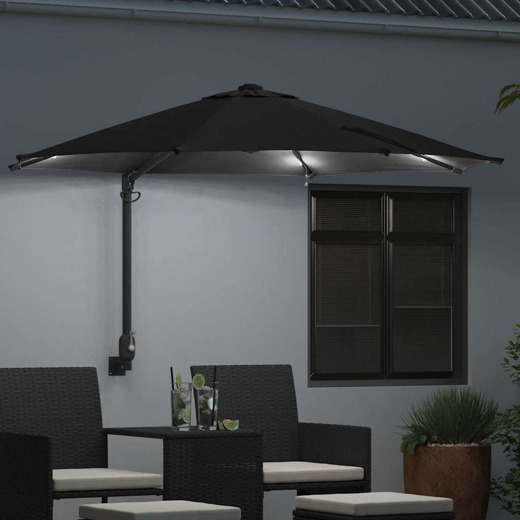 Guarda-sol de Jardim Manual Preto e Preto 248 x 248 x 148 cm