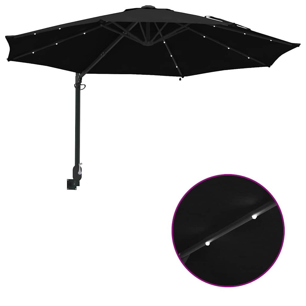 Guarda-sol de Jardim Manual Preto e Preto 248 x 248 x 148 cm