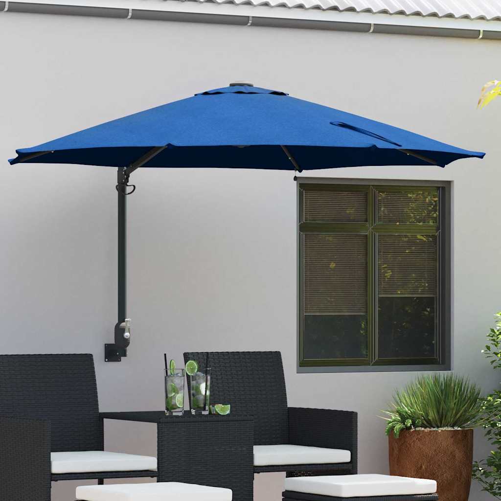 Guarda-sol de Jardim Manual Azul e Preto 248 x 248 x 148 cm