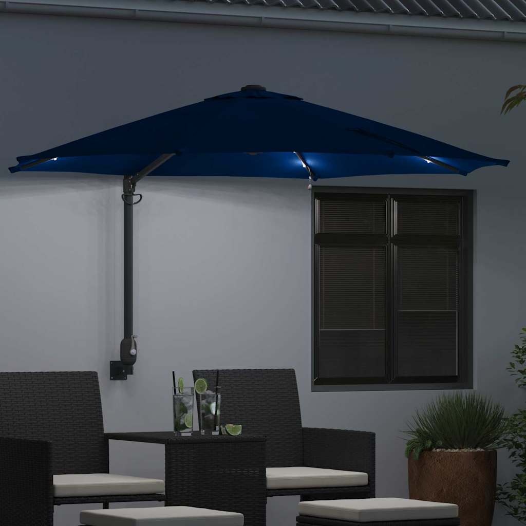 Guarda-sol de Jardim Manual Azul e Preto 248 x 248 x 148 cm