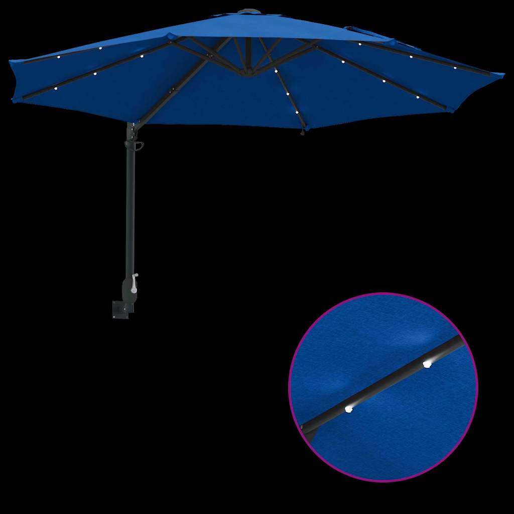 Guarda-sol de Jardim Manual Azul e Preto 248 x 248 x 148 cm