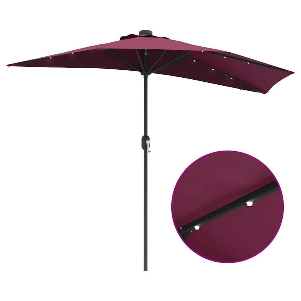 Guarda-sol de Jardim Vermelho bordô 294 x 150 x 223 cm tecido