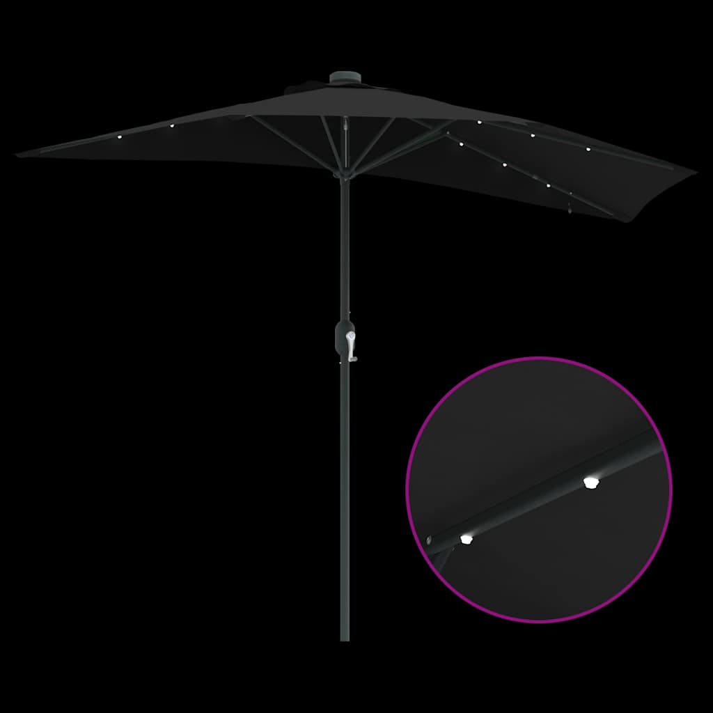 Guarda-sol de Jardim Preto 294 x 150 x 223 cm tecido
