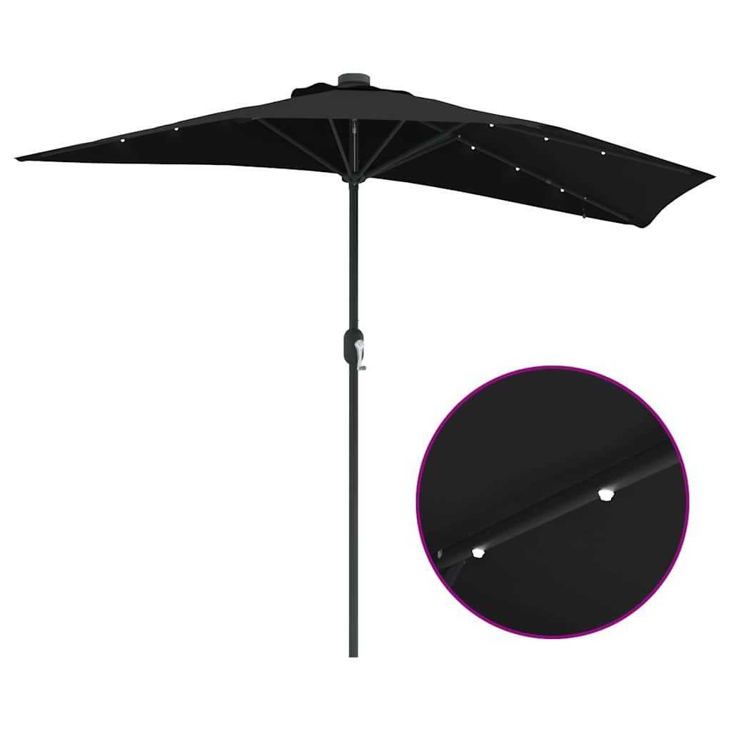 Guarda-sol de Jardim Preto 294 x 150 x 223 cm tecido