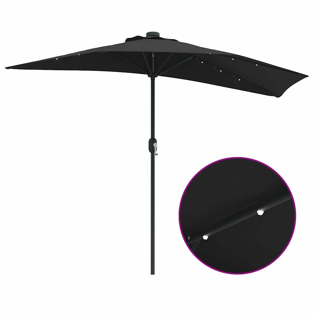 Guarda-sol de Jardim Preto 294 x 150 x 224 cm tecido