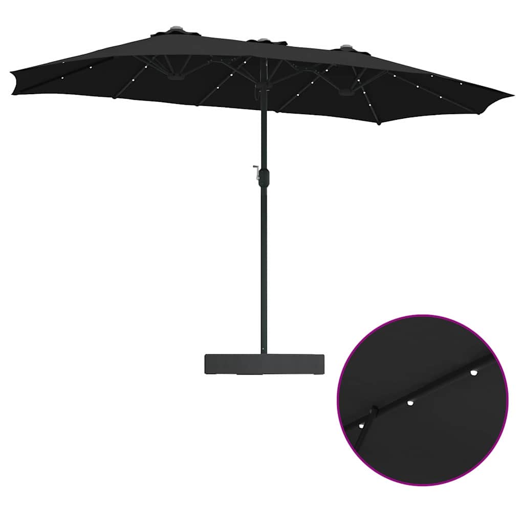Guarda-sol de Jardim Preto 385 x 209 x 244 cm tecido