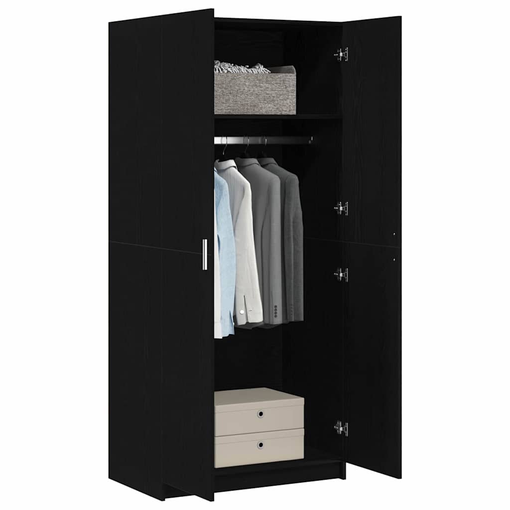 Guarda-roupa Preto 80 x 51 x 180 cm Madeira processada