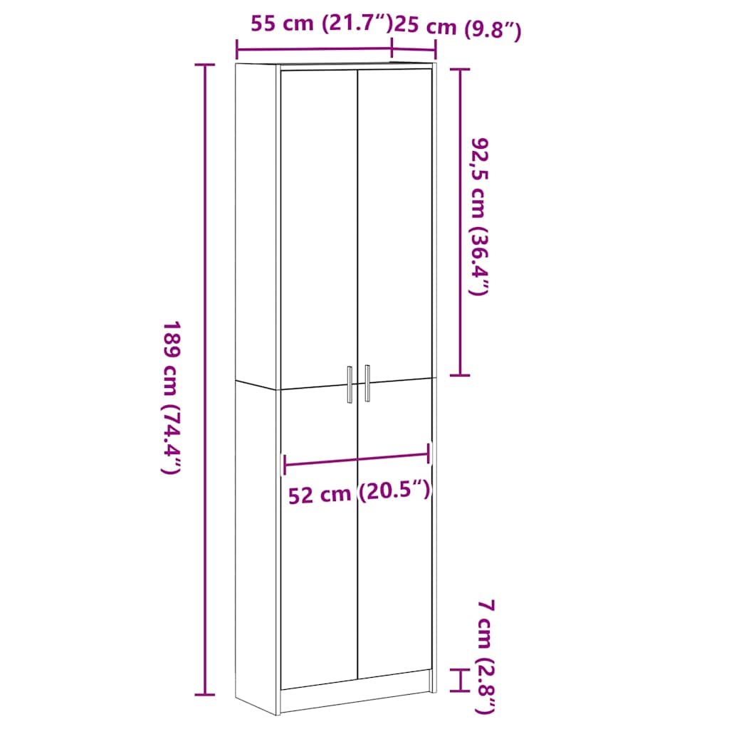 Guarda-roupa com prateleira Cinzento cimento 55 x 25 x 189 cm