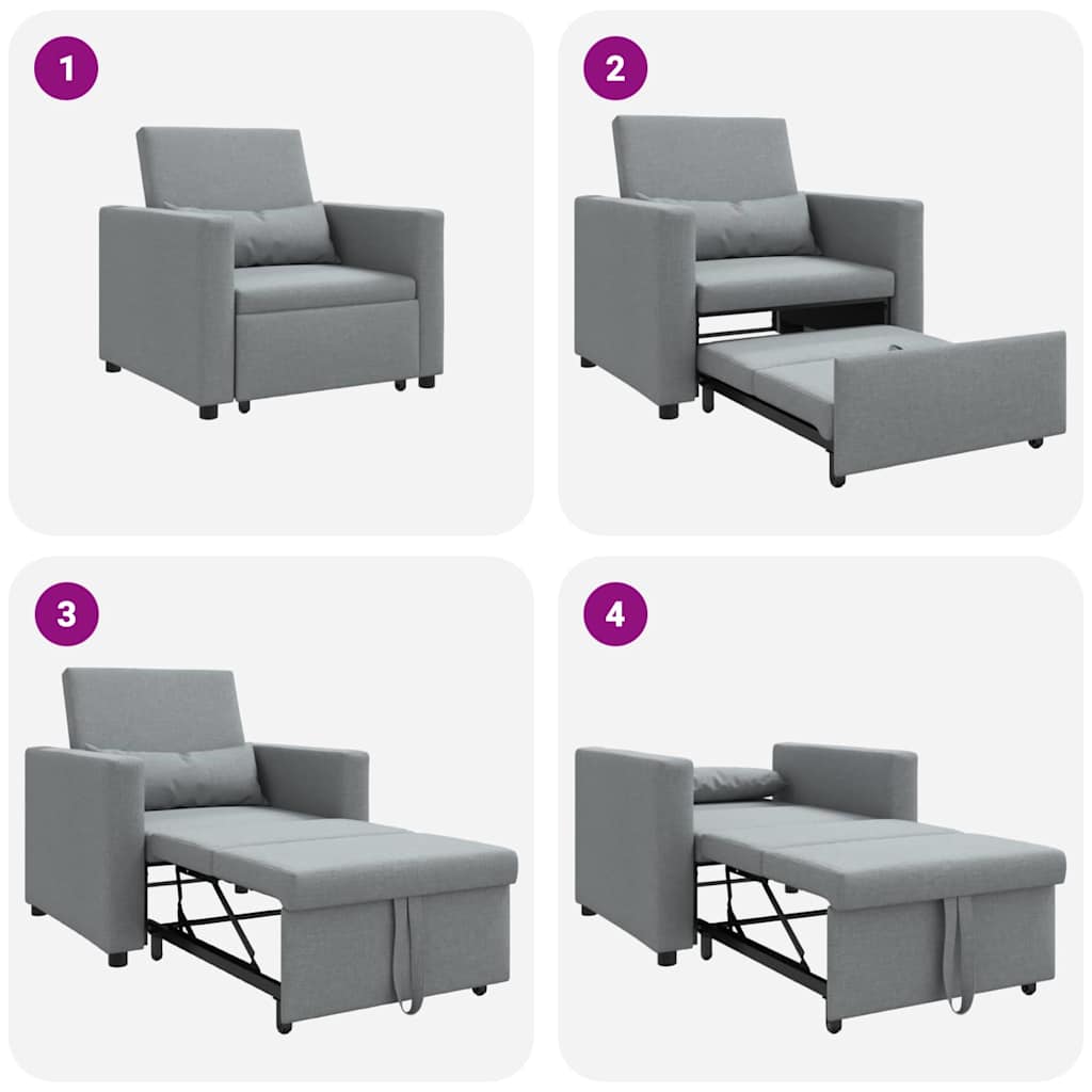 Sofá cama single Cinzento-claro 90 x 165 x 87 cm tecido