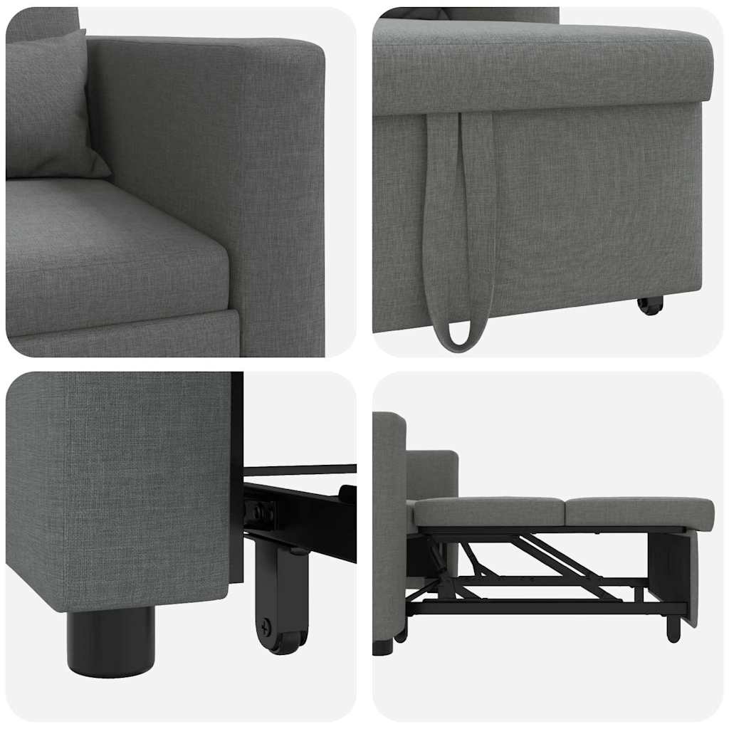 Sofá cama single Cinzento escuro 90 x 165 x 87 cm tecido