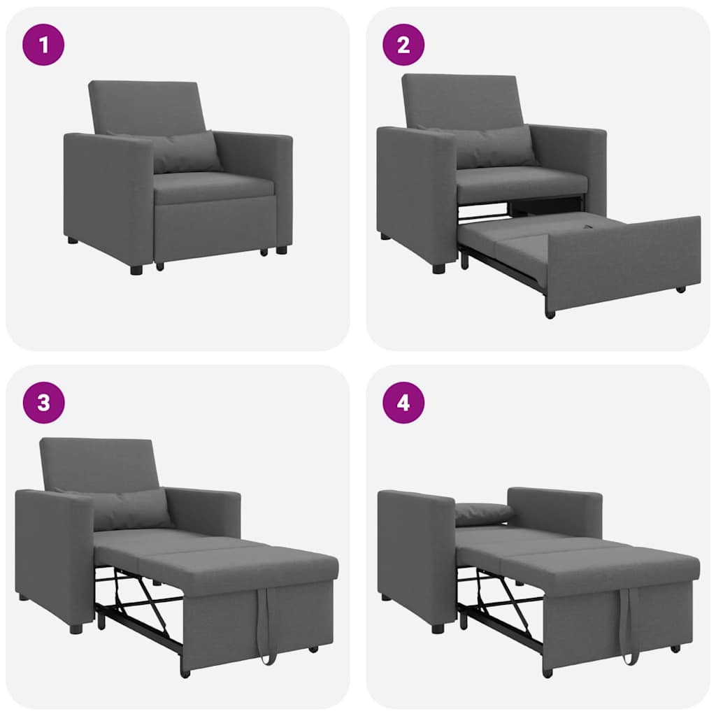 Sofá cama single Cinzento escuro 90 x 165 x 87 cm tecido
