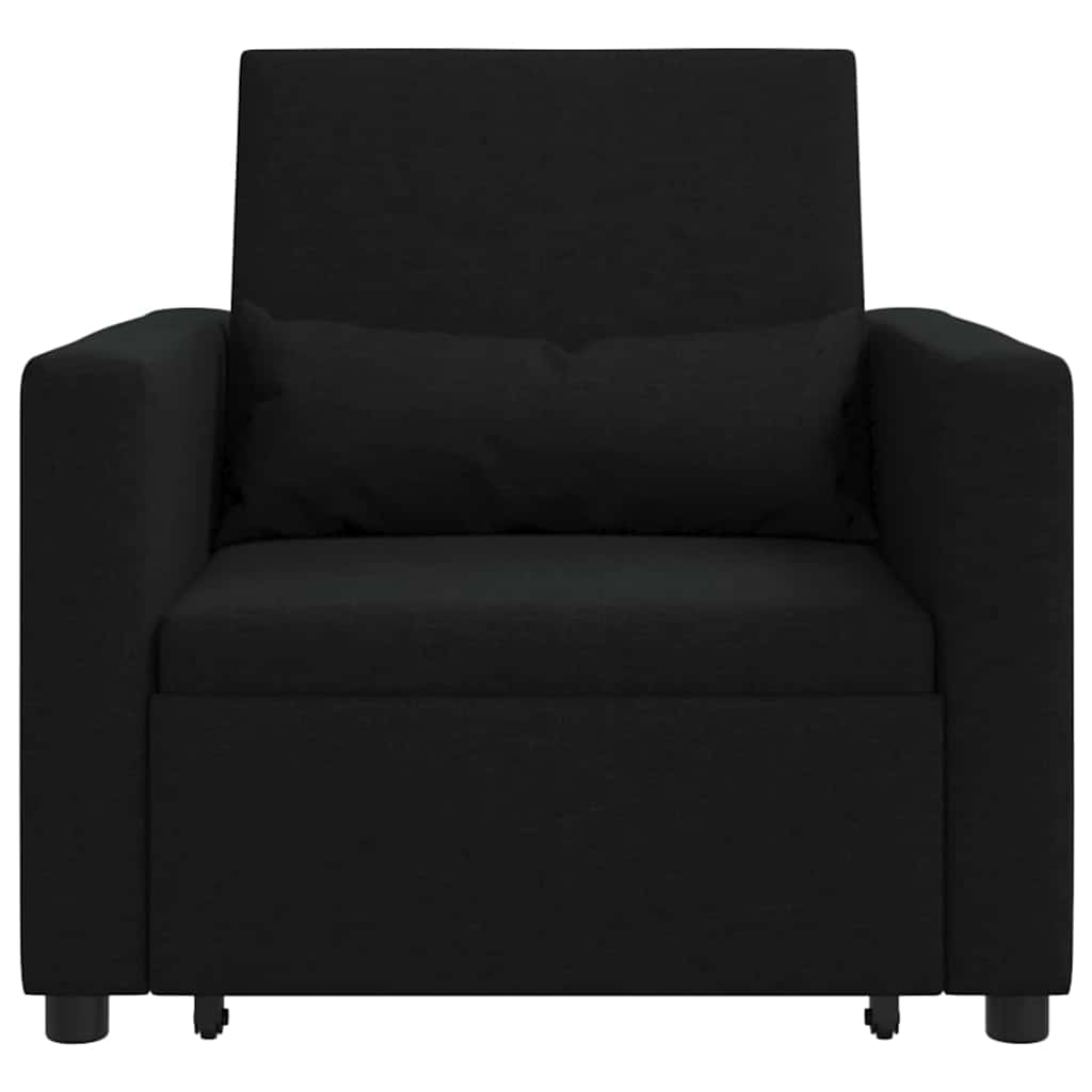 Sofá cama single com rodas Preto 90 x 165 x 87 cm tecido